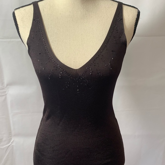 Tahari Tops - Tahari tank top size small brown color with beads